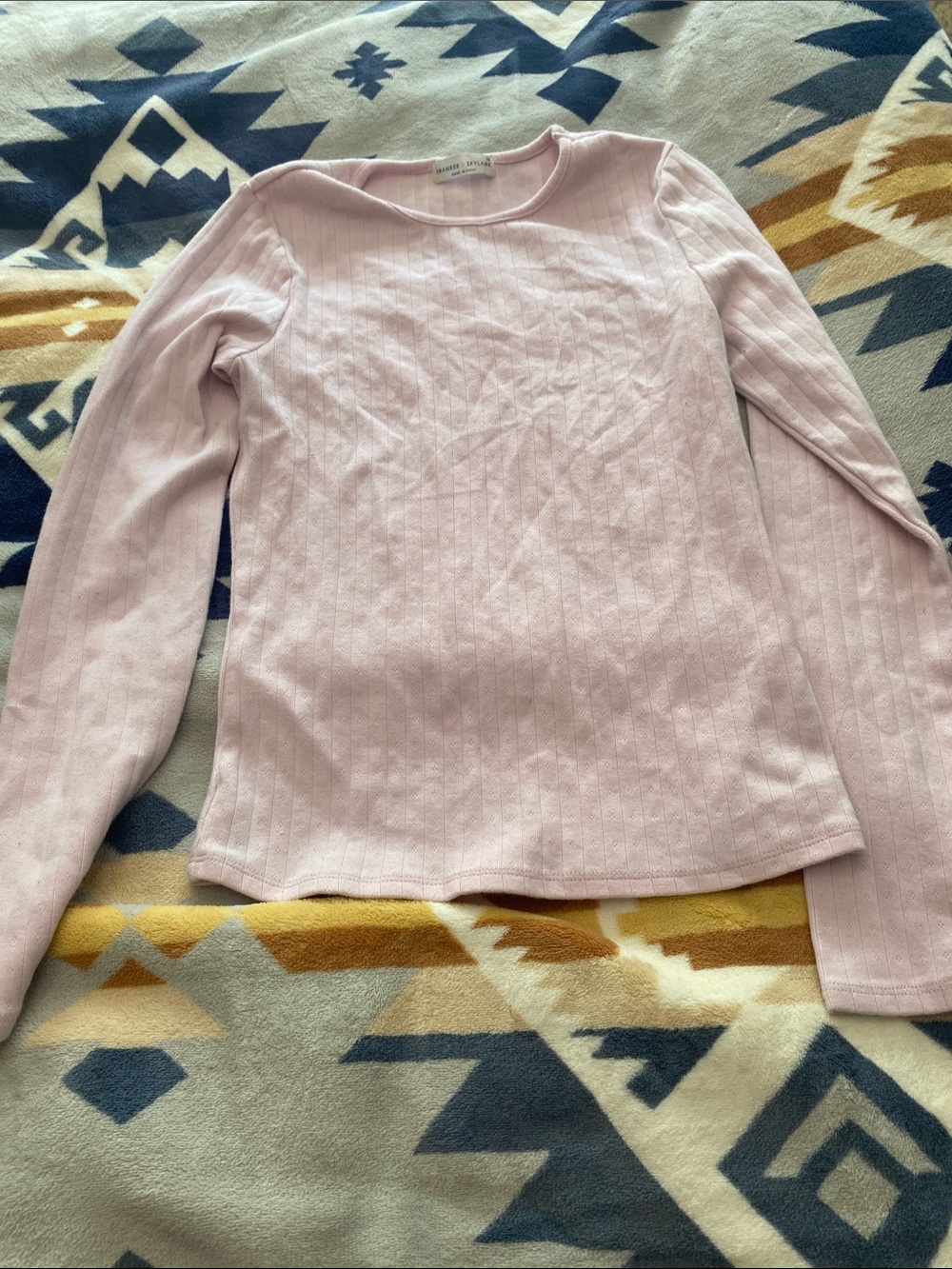 Madewell Light Pink Ribbed Long-Sleeve Crewneck Top